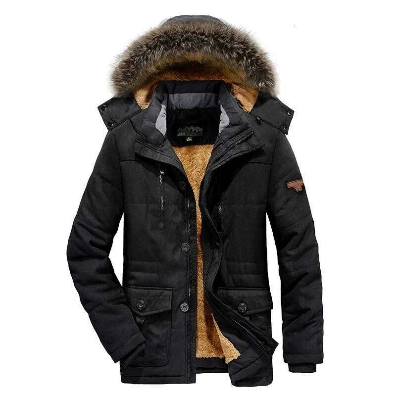 Men Male White Down Cotton Jacket Hooded Outdoor Thick Warm Padded Snow Coat Oversized Plus Size Degree Winter Parkas