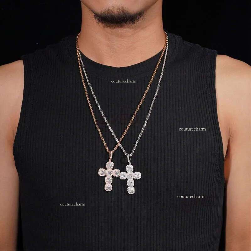 Gold Jewelry Sterling Sier Anklet Hiphop Pass Dias Tester Pendant Cuban Link Chains Women High Quality Fashion Mens Gift Moissanite Chain