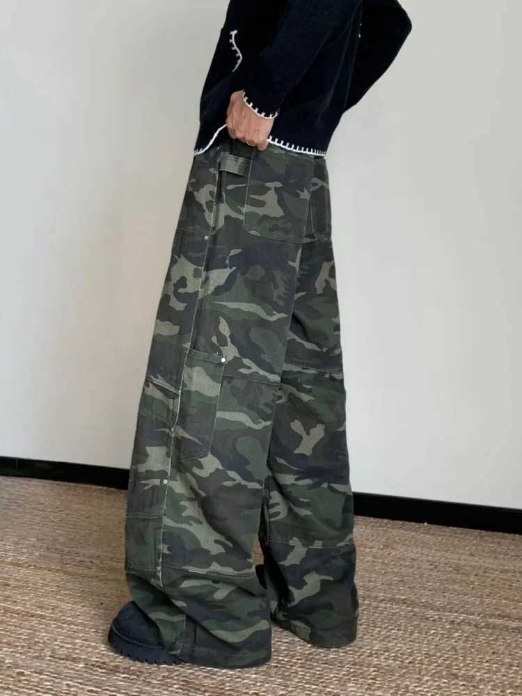 2025 Japanese Y2K Streetwear Camouflage Baggy Cargo Jeans Pants For Men Clothing Straight Casual Long Trousers Pantalones Hombre J251016