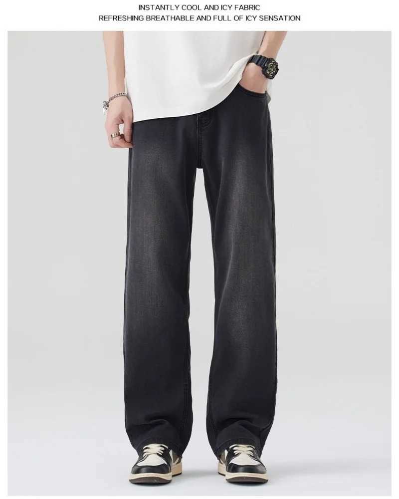 IEFB summer new American washed vintage jeans mens straight leg loose wide leg pants are cool and trendy with a hanging feelin J251016
