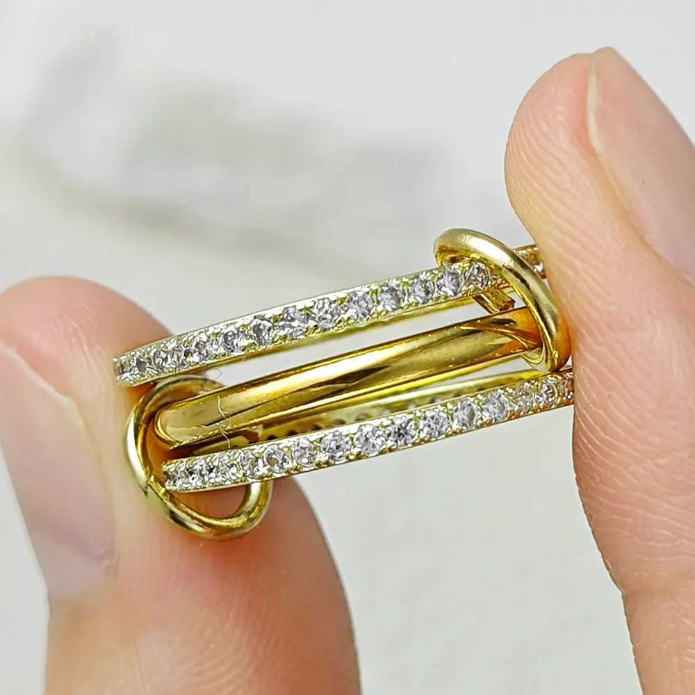 Multiple Layers Stackable Rings For Women Jewelry New Stainless Steel Gold Color Shiny Zircon Spinelli Kilcollin Ring Male Gifts Z251017