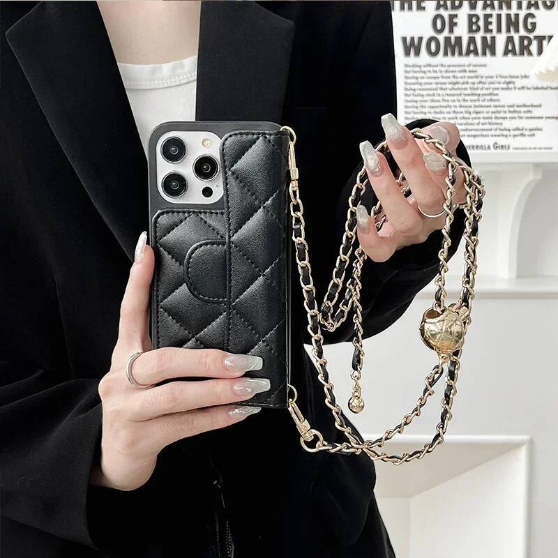 Crossbody Adjustable Lanyard Phone Case for IPhone 15 14 13 12 11 16 Pro Max Wallet Card Slot Holder Leather Cover no