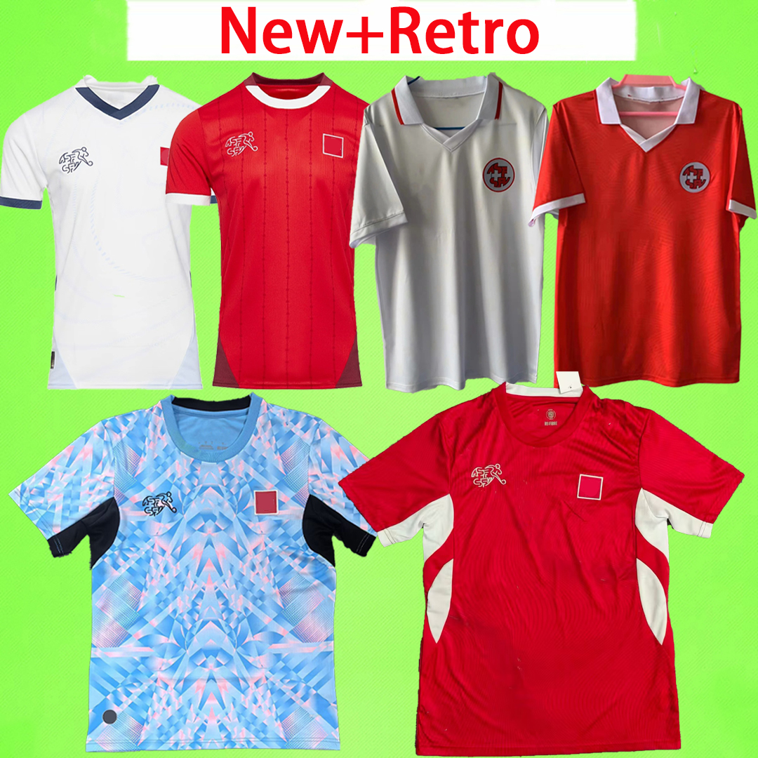 New + Retro 2026 Switzerland Soccer Jerseys 25 26 XHAHA EMBOLO OKAFOR SOW SHAQIRI EEDI SEFEROVIC OMLIN KIDS KIT Football Shirt SWISS 1994 home away third blue red white