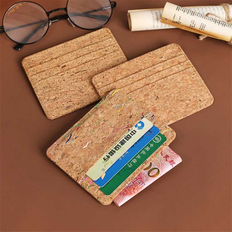 Cork Leather ID Bank Card Holder Credit Multi Slot Slim Card Case Wallet Women Men Business Card Cover Money Bag Coin PurseW251017