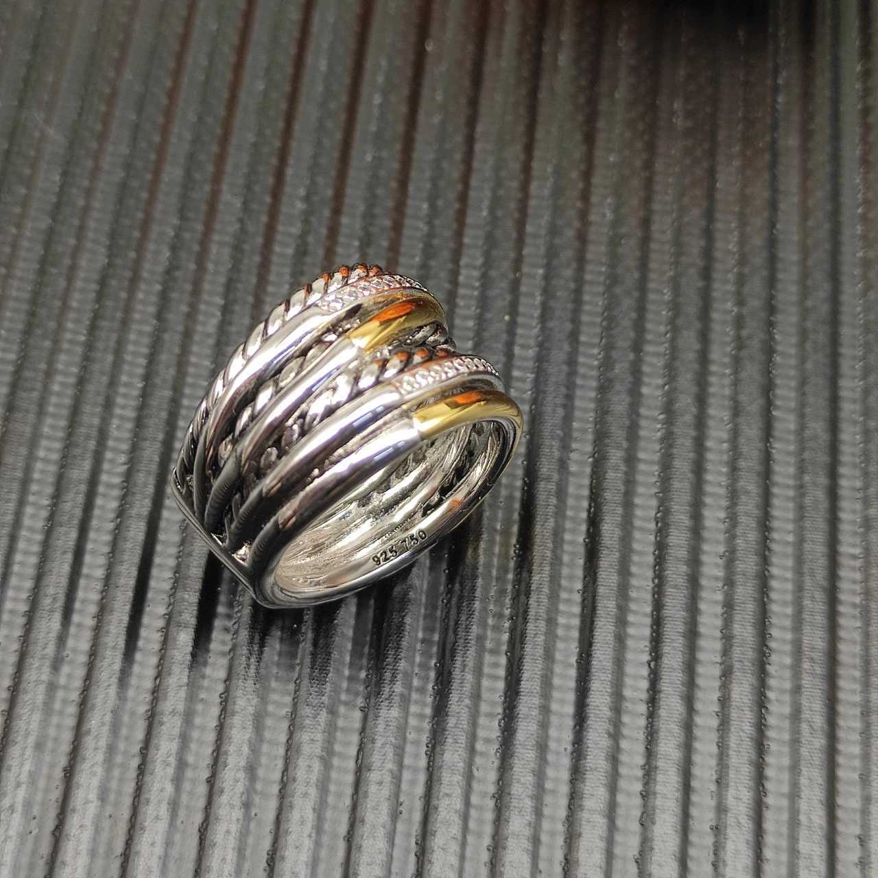 S925 sterling silver 2025 new 16mm cross sevenrow ring neutral fashion trend retro personality simple hiphop luxury jewelryW251017