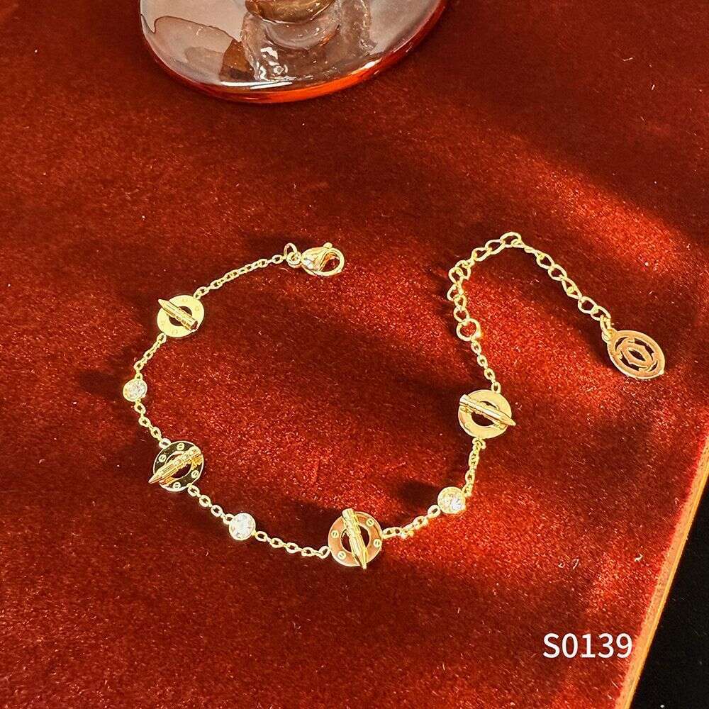 Vacuum Electroplated Titanium Steel Micro-inlaid Classic Kia Nail Ins Niche Light Bracelet