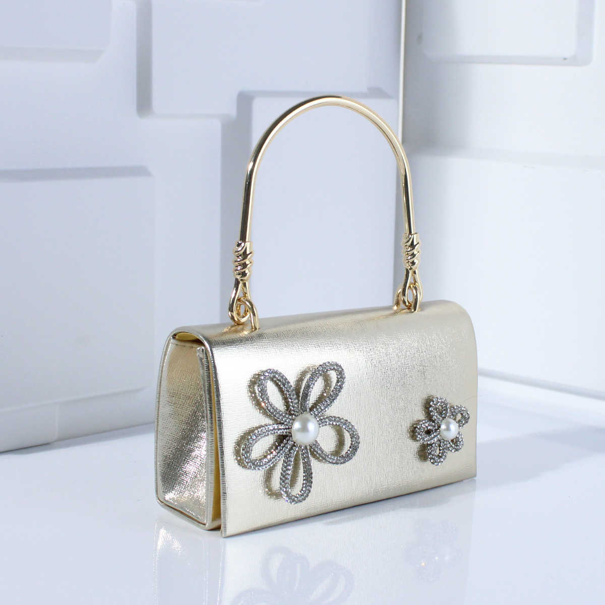 New High-End Rhinestone Flower Evening Bag Handbag Exquisite Versatile Crossbody Dress Bag Wedding Bag Small Square Bag