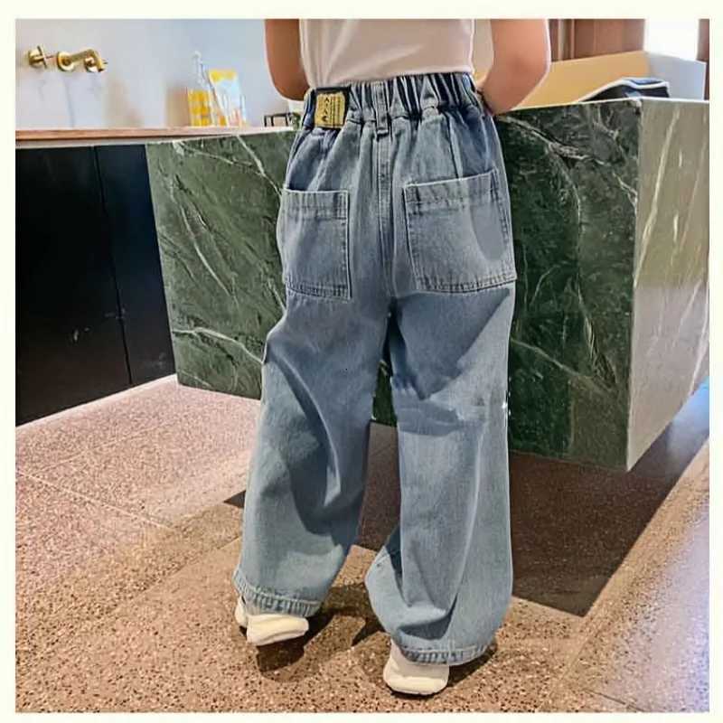 Fashion Forward Children Cotton Ripped Wide Leg Jeans Stylish and Comfortable Denim Pants for 3 8 Y Kids GirlsT251017