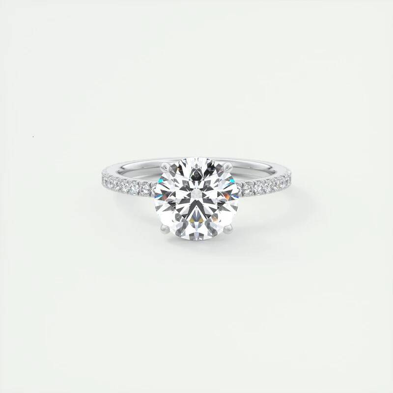 Classic designer Moissanite ring 925 Sterling Sliver Engagement Wedding Promise Ring 8mm 2 Ct Round D-E Finger Rings for Women Fine Jewelry
