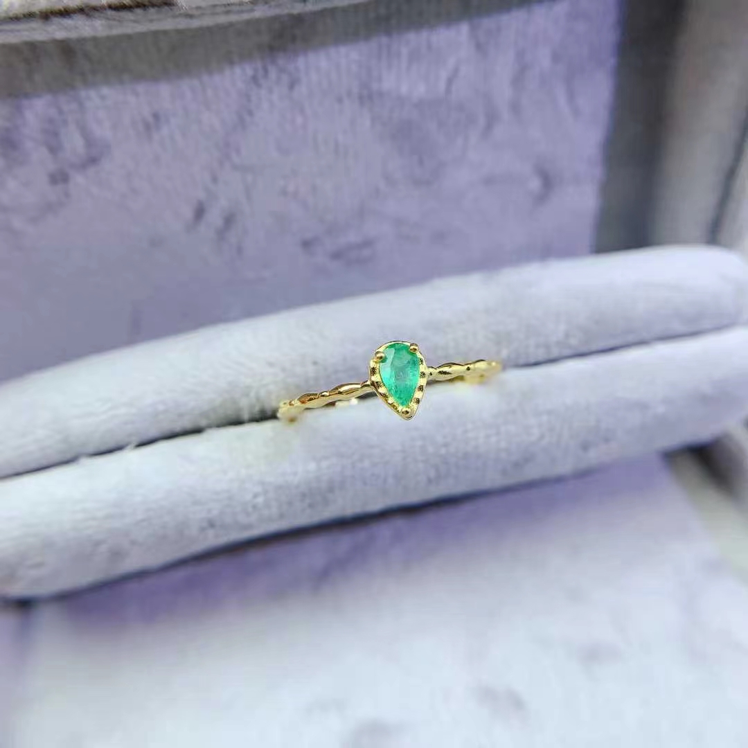 Sterling silver emerald ring classic design 925 silver ring for girl 3mm*5mm natural Colombian emerald jewelry