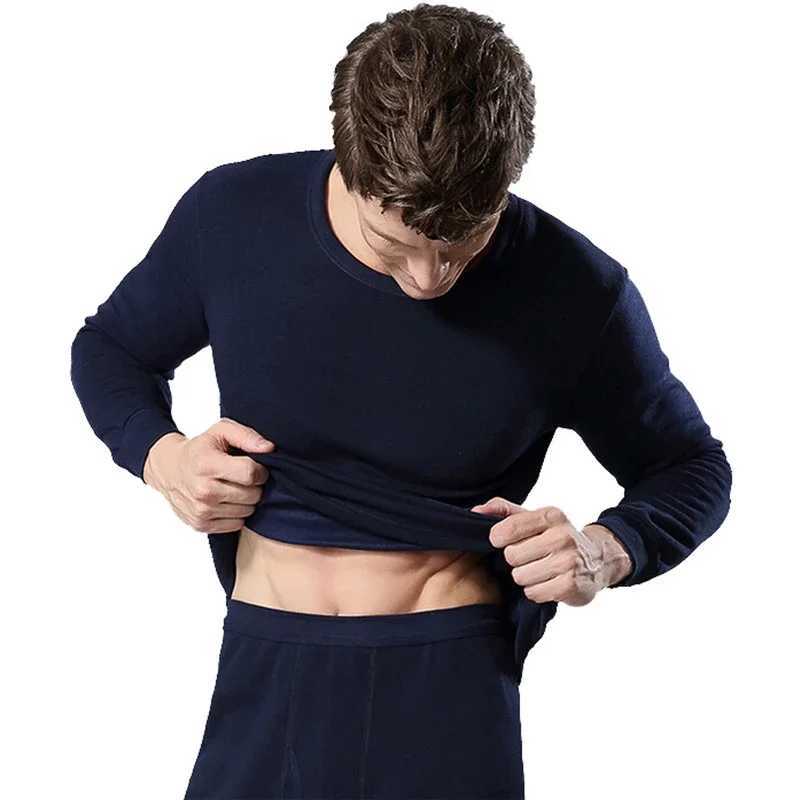 Winter Thermal Underwear Sets Men Fleece Long Johns Fleece Tops Pants Underwear Indoor Casual Clothing Pajamas Suit H251017