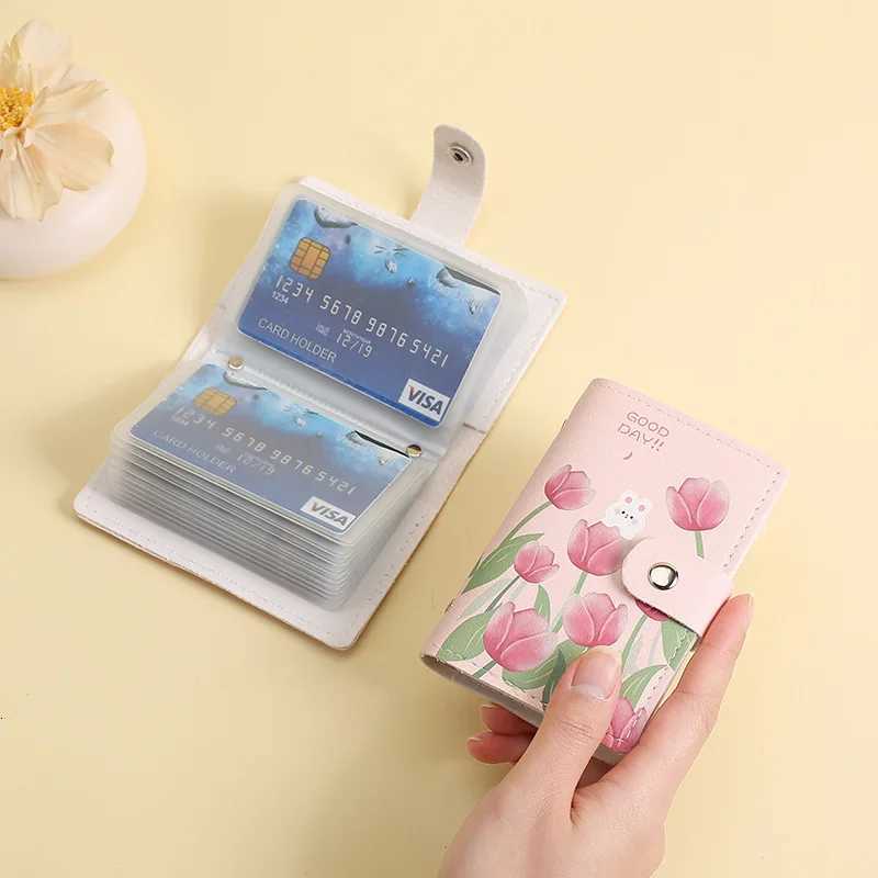 New oil painting style rabbit tulip card bag bank card certificate bag antitheft largecapacity card holderW251017
