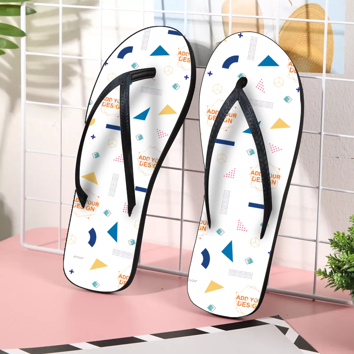 DHgatepod Men's Allover Print Flip Flops | Soft EVA/PVC Sandals | Non-Slip Comfort | All Season Outdoor Indoor Wear