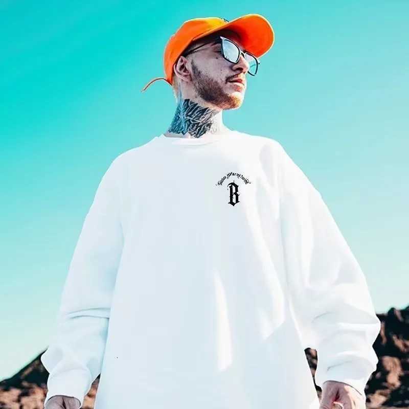 M8XL Autumn Men Oversized Sweatshirts Fashion Loose American Gothic Letter B Print Long Sleeve Plus Velvet Couple Clothes Z251017