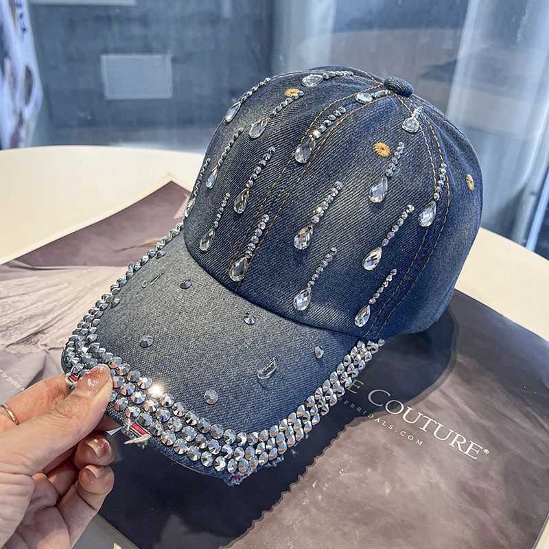 2025 New British Style Denim Embellished Casual FaceSlimming Adult Womens Baseball Cap Fashionable Stylish Duckbill Hat W251017