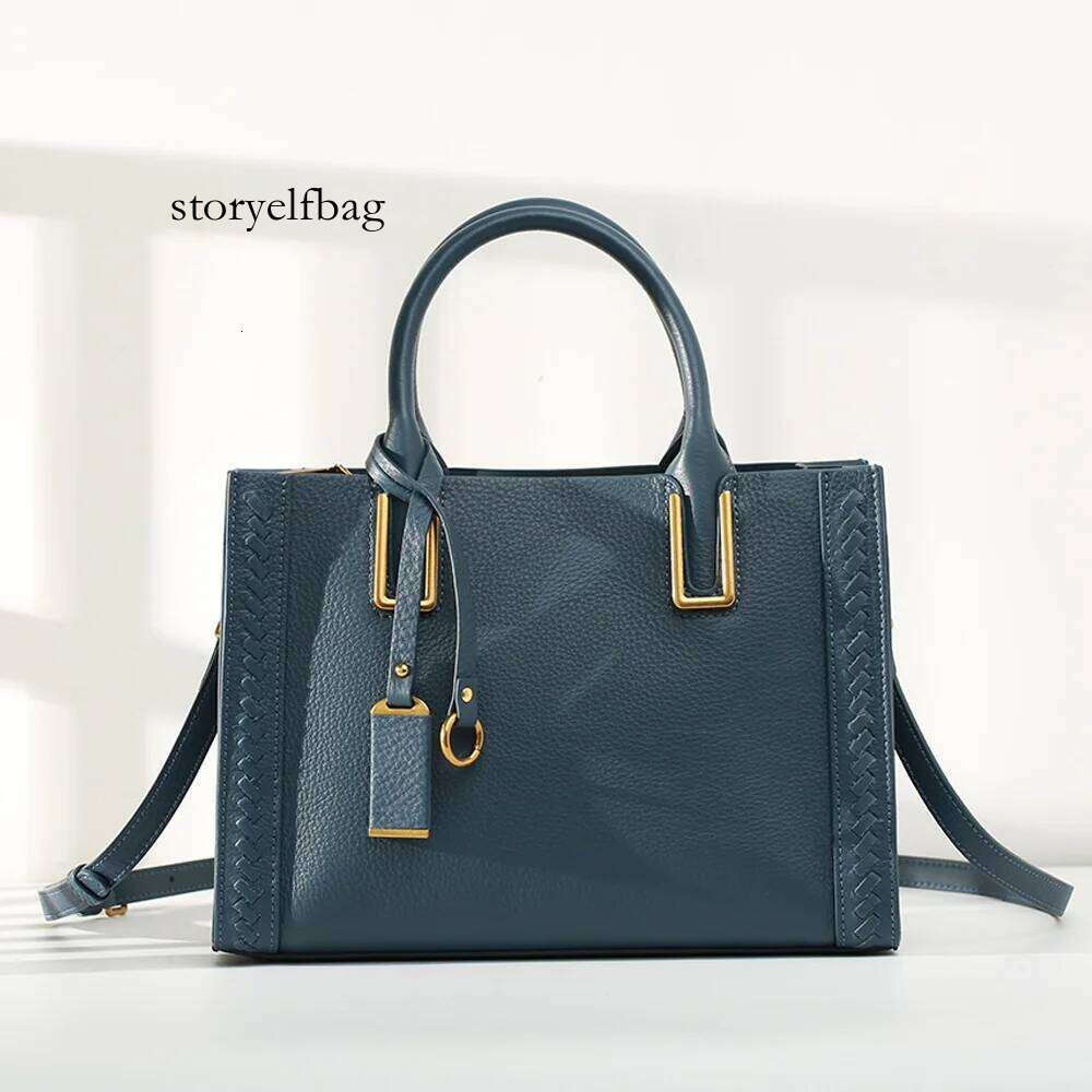 Limited Simple Classic Natural Cow Leather Women's Handbag Designer Large Tote Business Commuter Ladies Shoulder Bag