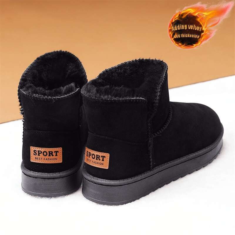 Men's Women's Warm Slip-Resistant Thick-Soled Snow Heavy-Duty Rubber Sole, Round Toe Short Ankle Boots With Faux Cover Upper, All-Terrain Tr