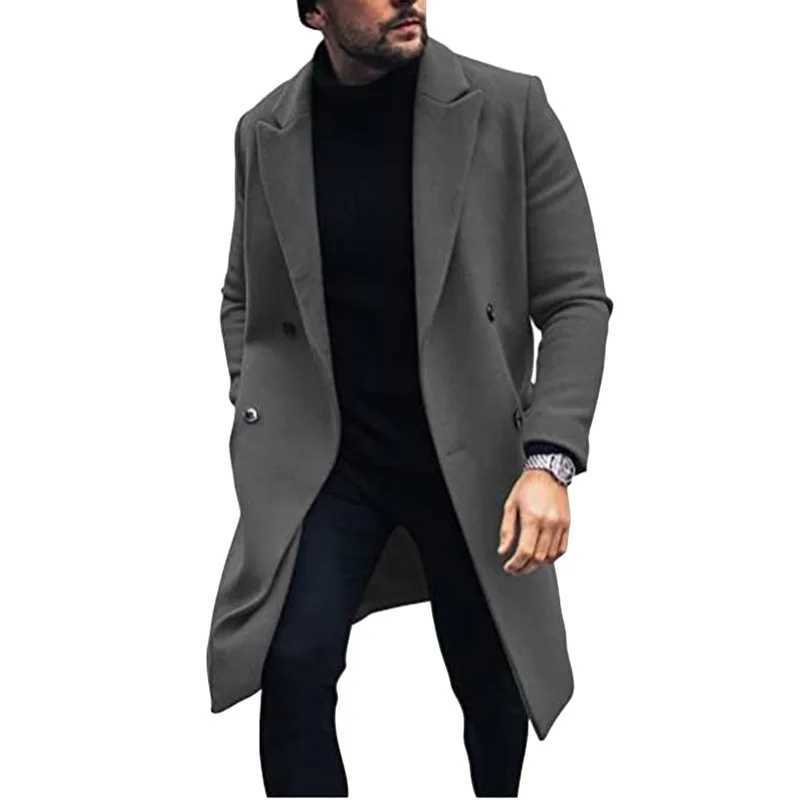 In Stock plus Size Autumn and Winter Woolen Coat Mens Woolen Trench Coat J251017