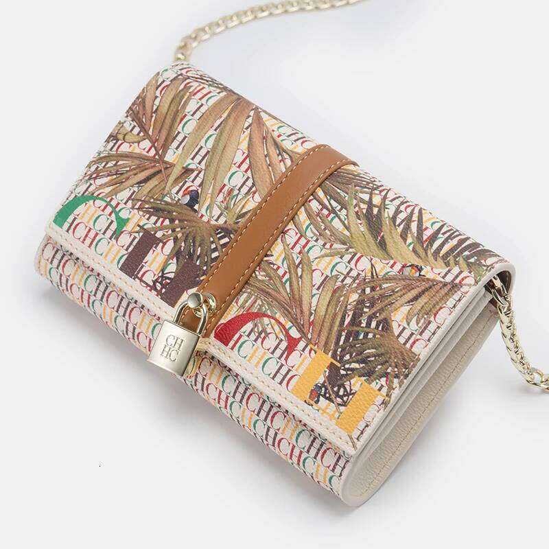 CH Chain With Floral Letter Print Lock Design High Quality PU Material Women S Designer Shoulder Bag