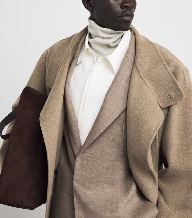 Retro Solid Men Long Overcoat Stand Collar 2025 Fashion Single Breasted Coats With Belt Chic Street Outwear Formal Occasion Customized