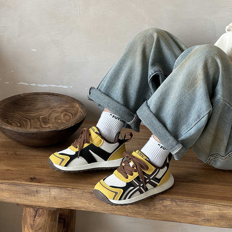 Childrens Amber Flowing Leather Surface Forrest Gump Shoes 2025 Autumn New Girls Versatile Training Shoes Boys Sports Shoes W251017