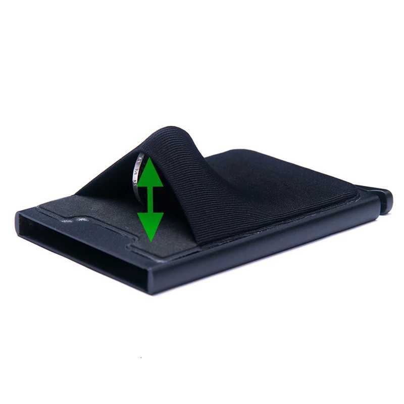 Thin Aluminum Credit Card Case Wallet With Elasticity Back Pouch Automatic Pop Up ID Credit Card Holder Slim RFID WalletW251017