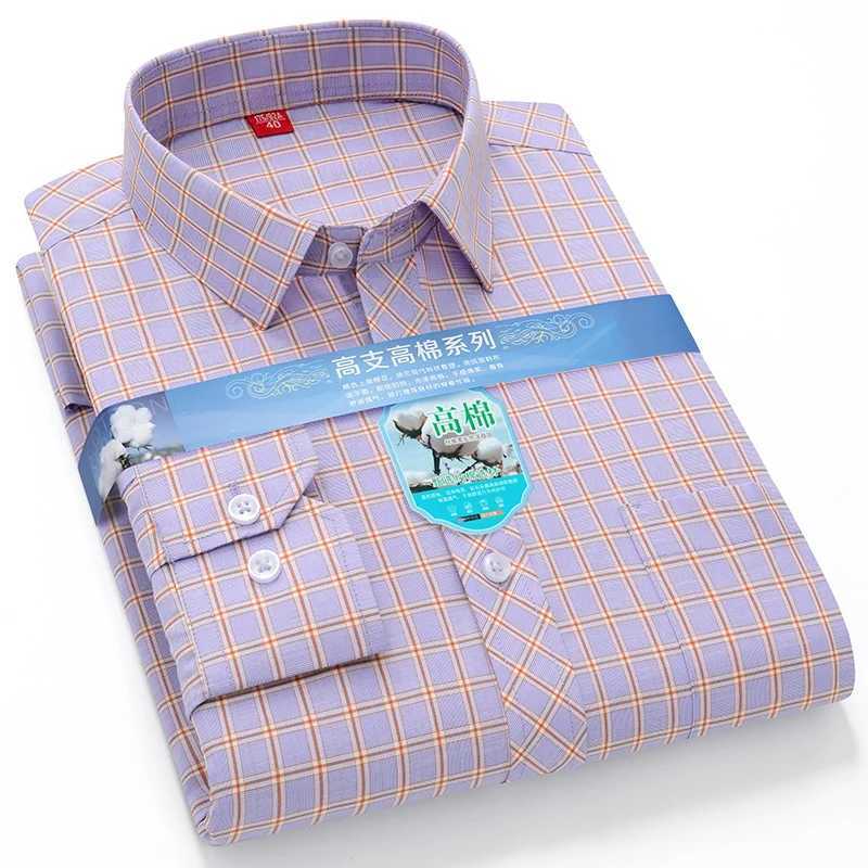 Fashion Mens Social Shirt Long Sleeve Autumn Soft Buttoned Plaid Stripe Print Formal Business Regular Fit Antiwrinkle Breathab J251017