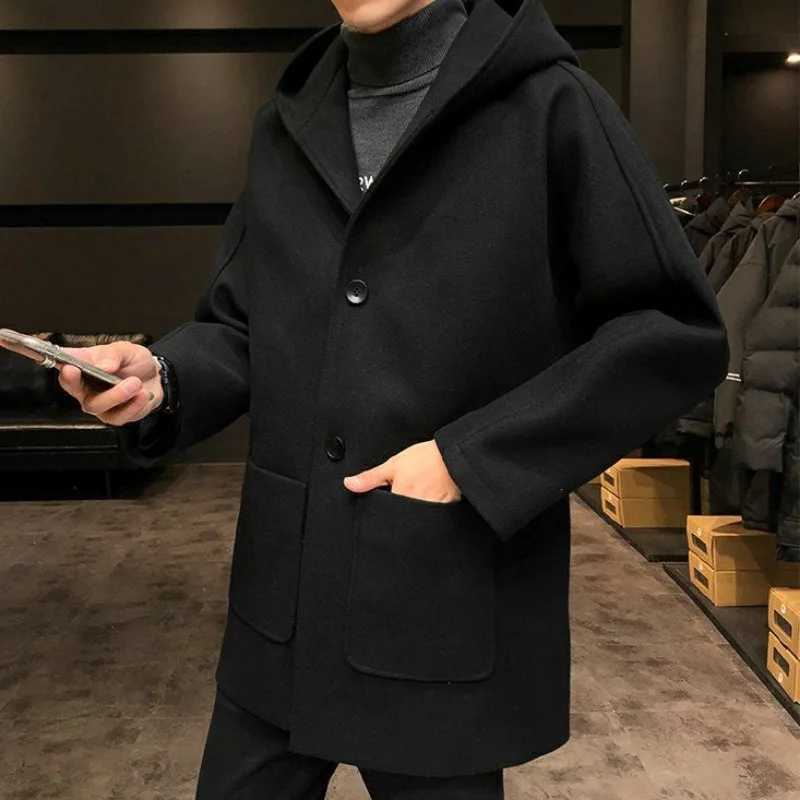 Mens Hoodie Jackets Solid Color Male Coats Overcoat Wool Blends Oversize Joker Aesthetic Y2k Cold Luxury Designer Windbreaker J251017