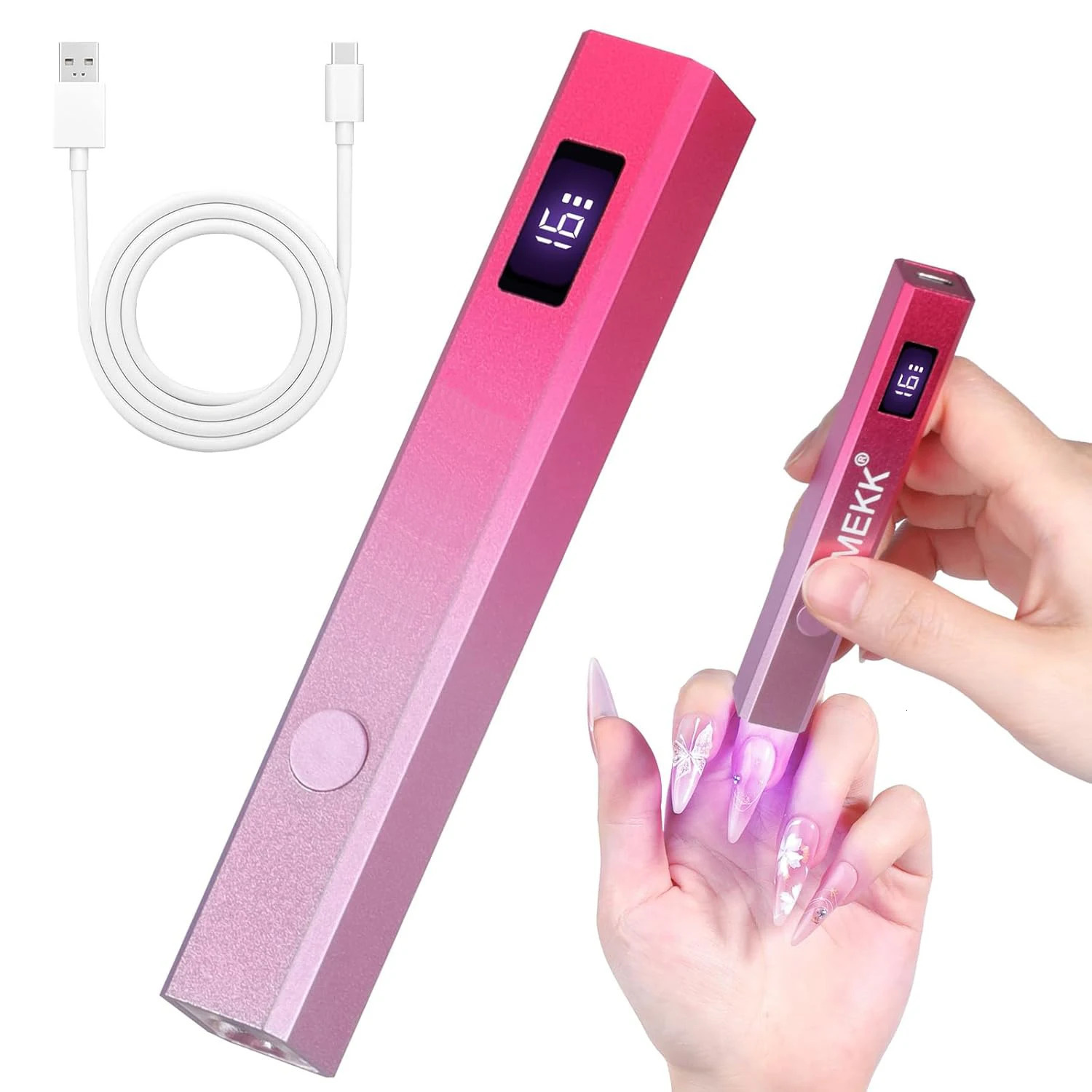 Handheld Nail Art LED Lamp 8Second Quick Dry Metal Mini Portable Rechargeable Nail Cure Lamp for Gel Polish Manicure 251014