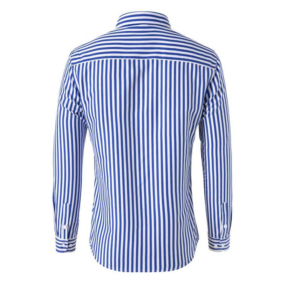 Fashion Mens Shirts And Blouses Striped Long Sleeve Single Breasted Slim Tops Lapel Party Social Shirt Clothing For Men J251017