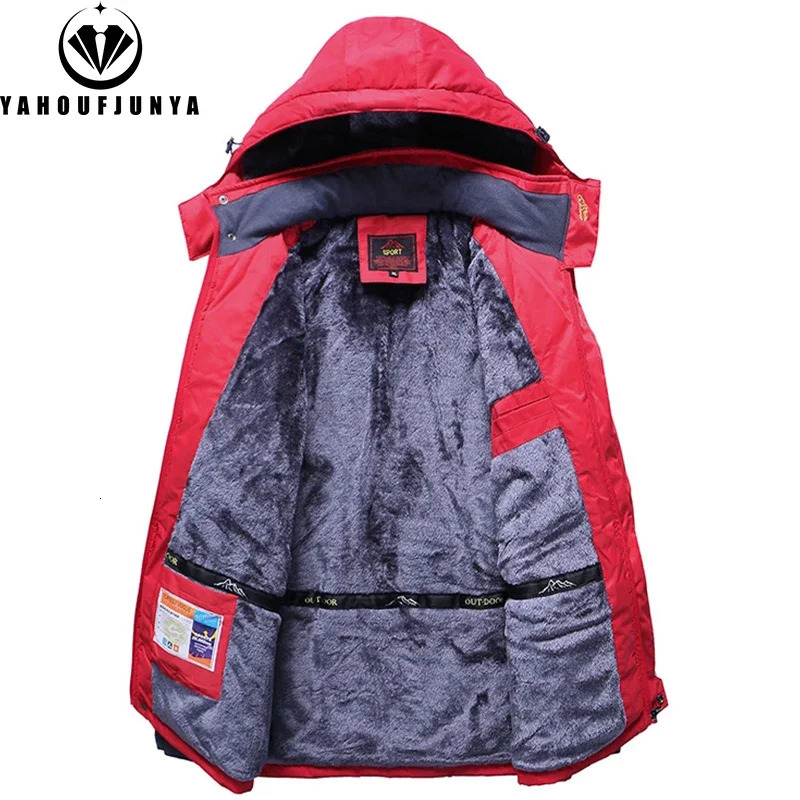 9XL Winter Men Outwear Fleece Warm Removable Hooded Jacket Men Outdoor Skiing Windbreaker Waterproof Casual Jacket Coat Male 251017