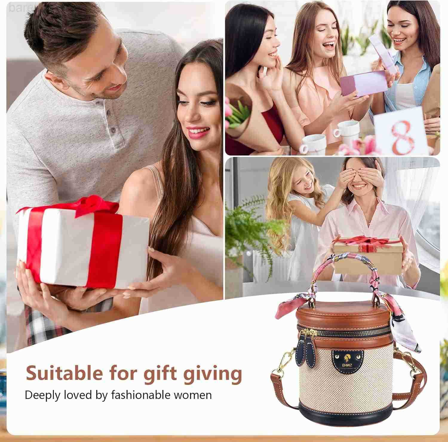 2025 Bucket Bag for WomenRetro Crossbody Bags for Women Female PU Leather Color Contrast Cylinder Z251017