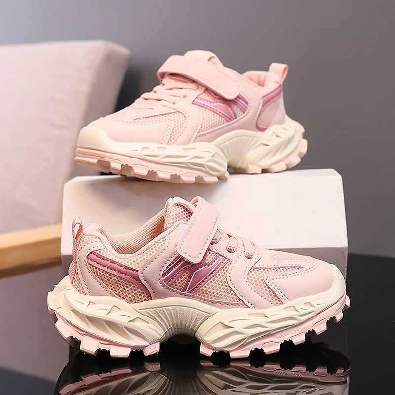 Children Pink Leather Flat Student Walking Shoes Nonslip Girl Lightweight Sports Tennis Footwear Sneaker Boys Casual ShoesT251017
