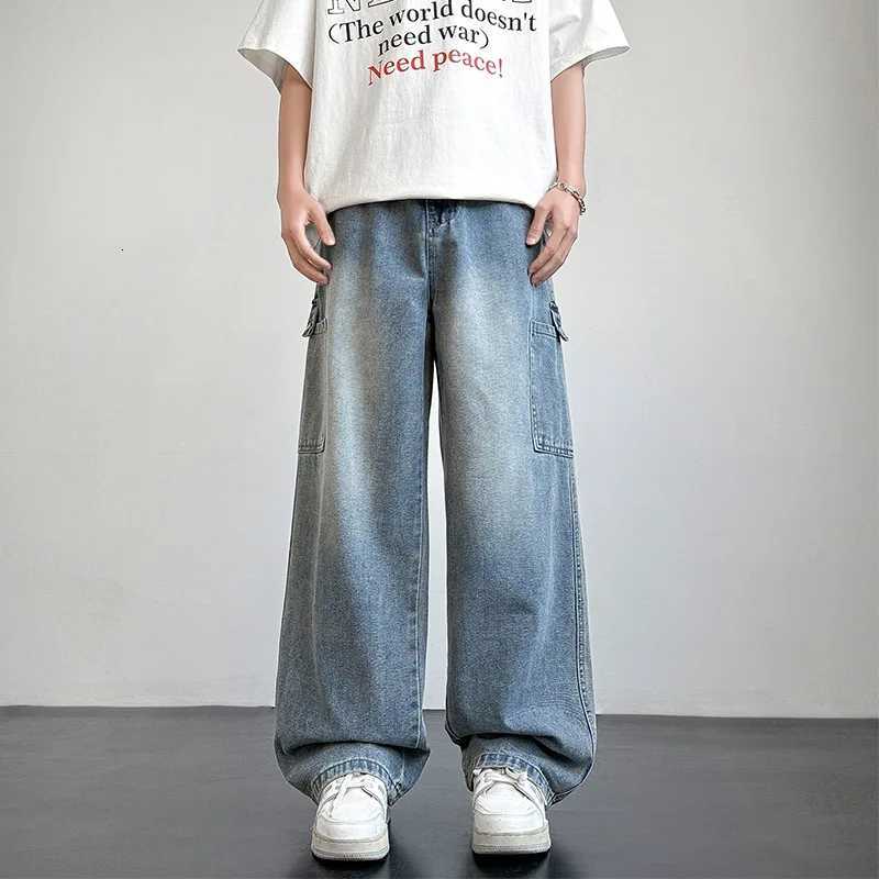2025 1 Style Vintage Fashion Mens Casual Trendy Straight Wide Leg Washed Denim Trousers Male Cargo Jeans Pants Clothes Y251105