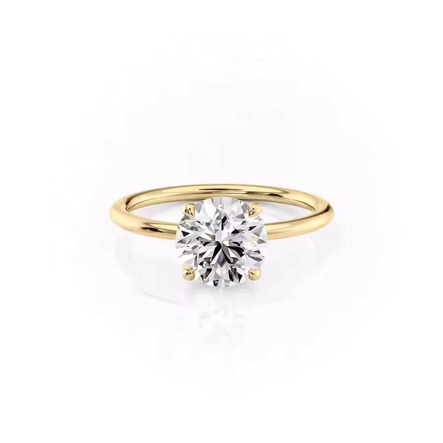 Speedin Jewelry Super Offer 05ct 1ct 2ct Simple 4 Claw Engagement Ring 14K 18K Solid Yellow Gold Round Lab Diamond Wedding Ring