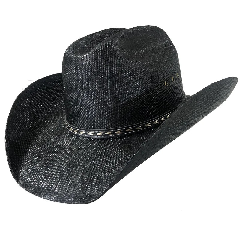 Mens Vintage Western Cowboy Hat Handmade Straw Weaving Beach Sun Hat Gentleman Cowgirl Jazz Hat Sombrero Hombre 251015