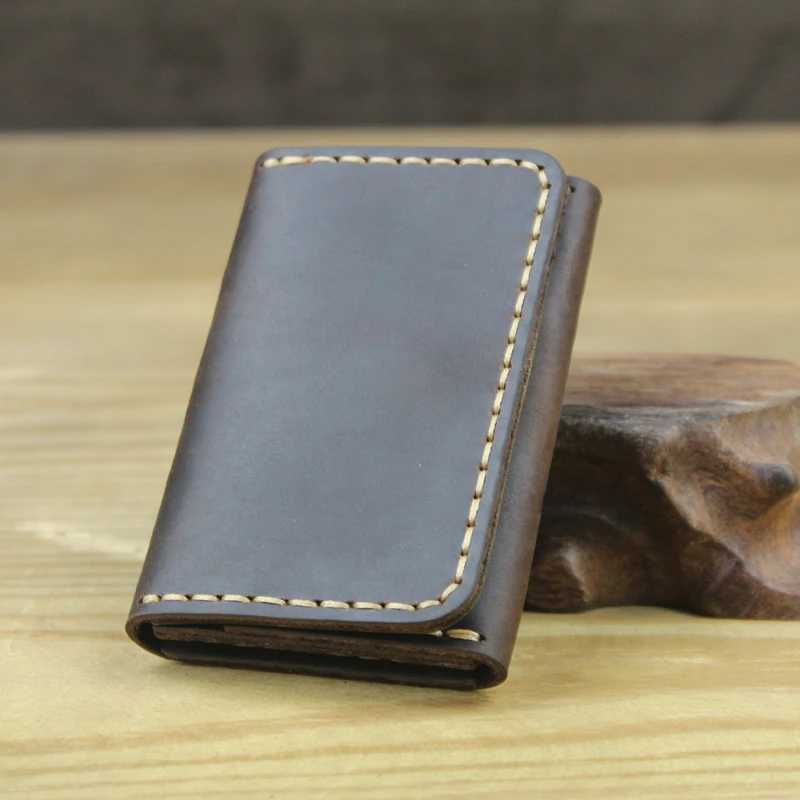 Handmade Genuine Leather Card Wallet Leather Card Holder Men small Purse Credit ID card Holder Women Business Card case MC412W251017