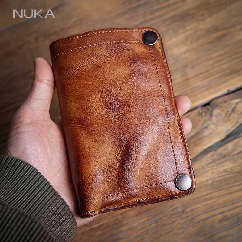 GURO High Quality Men Genuine Leather Wallet Vintage Bifold Money Clip Credit Card Holder Luxury Design with Zipper Coin PocketW251017