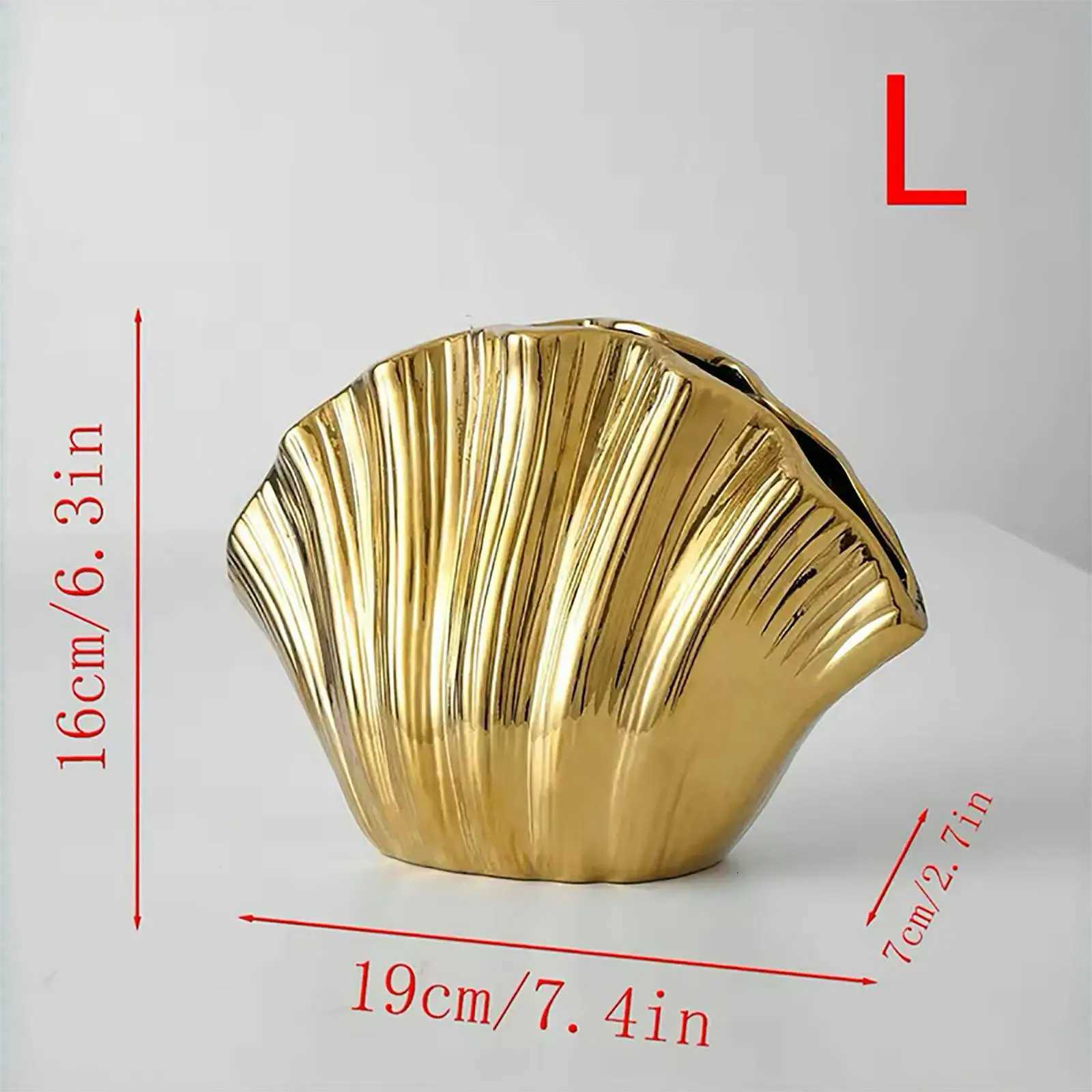 Vase ceramic flower arrangement highend and creative crossborder vintage style high aesthetic value shell ceramic vase deco C251017