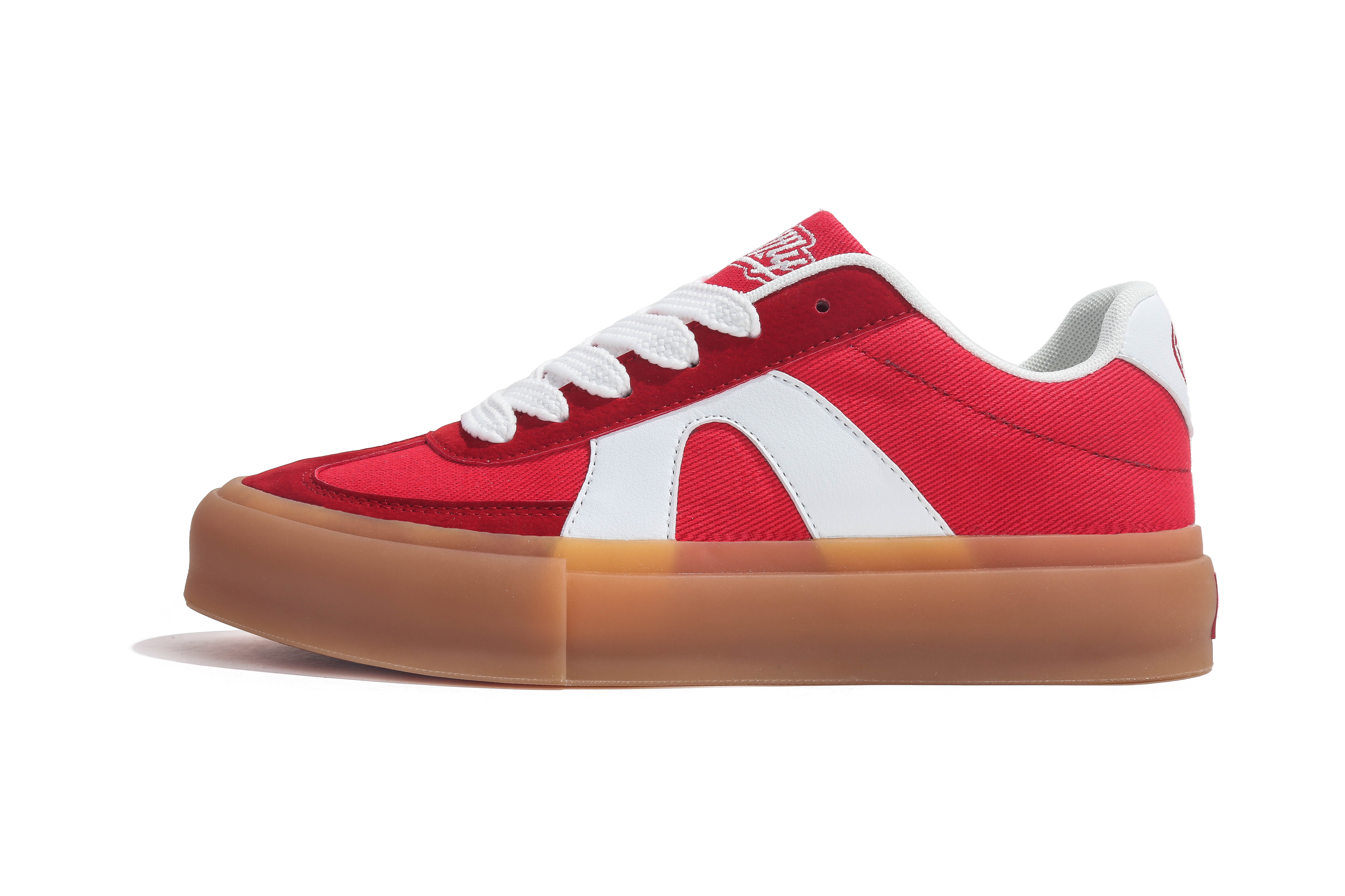 Jifffly Designer Skateboard Shoes: Women's Elevated Heel Thicker Sole Athletic Footwear - Red Color