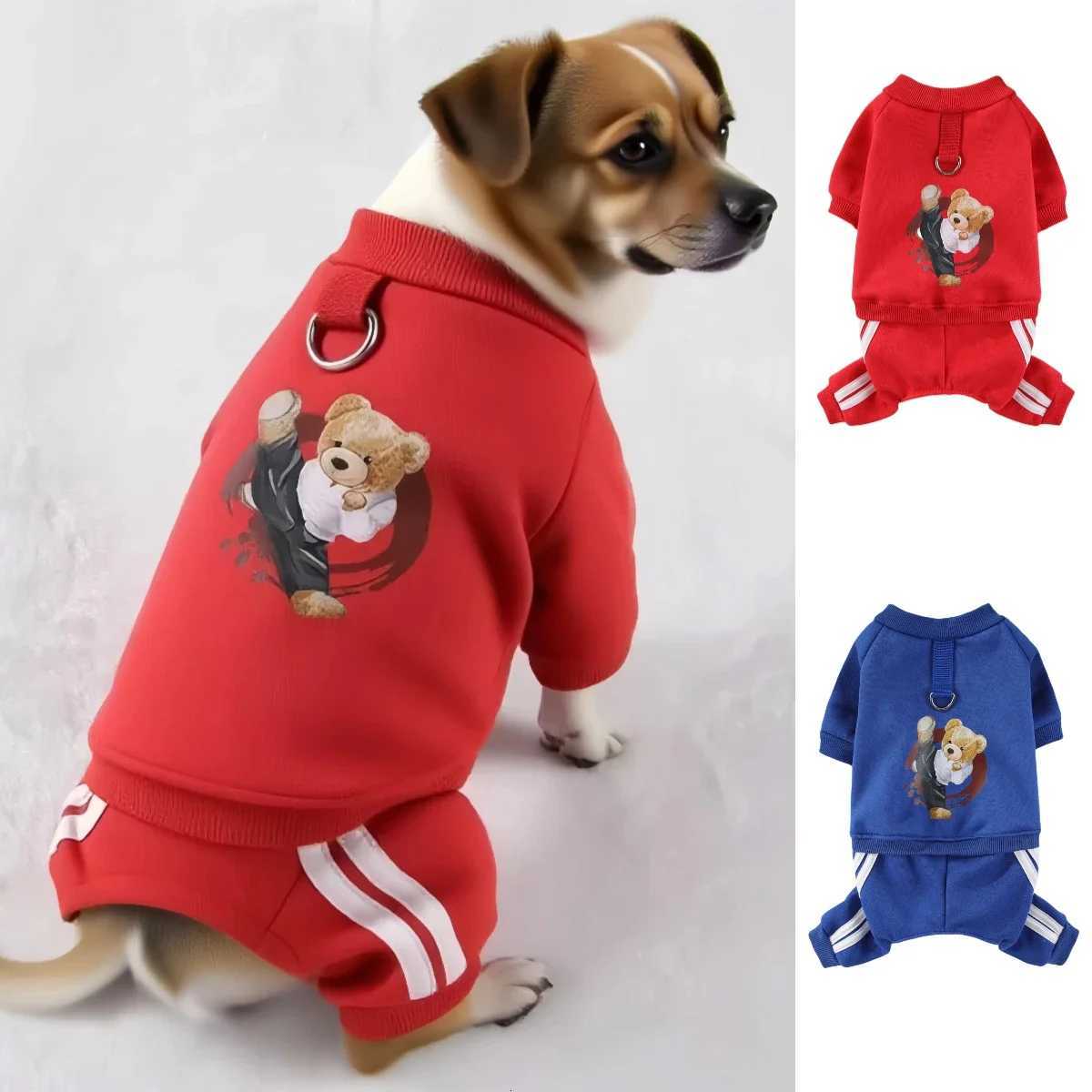 Cute Bear Jumpsuit Autumn Winter Dog Clothes Warm Pet Clothes Dog Hoodies Sweatshirt for Puppy Cat Yorkie Clothing Dog CoatsW251017