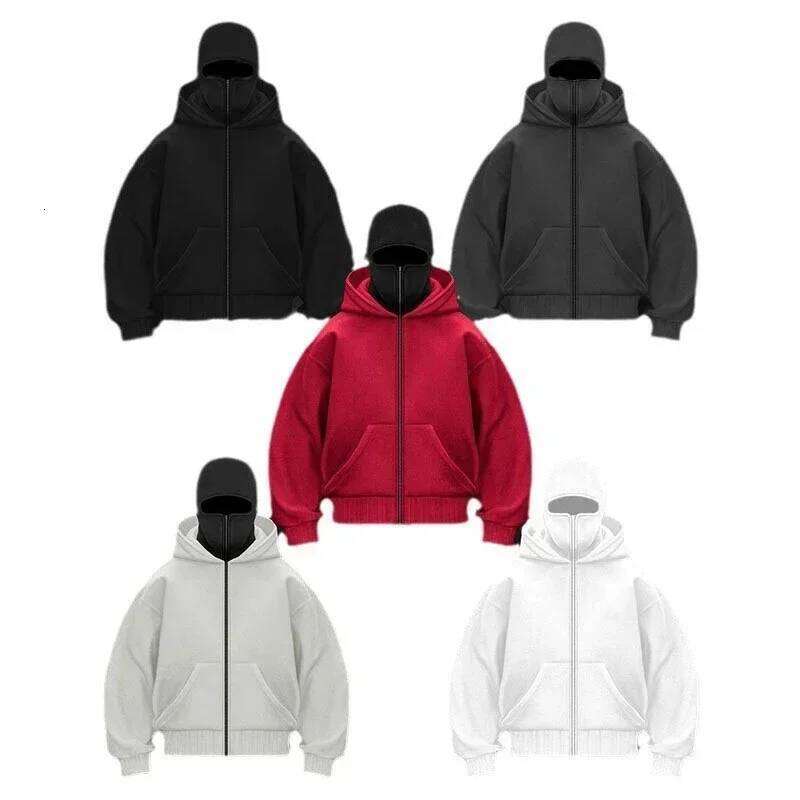 Balaclava Men And Women Y2k Gothic Haruku Winter New Item Double Sweatshirt Men's Hooded Mask Zipper Sportswear S-2Xl