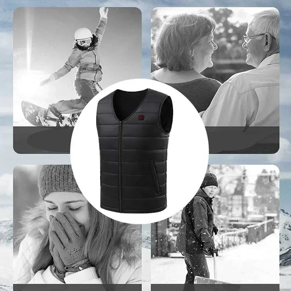Heated Vest V Neck Smart Control Temperature Heating Cotton Coat Washable USB Winter Skiing Hiking Camping AntiCold Jacket H251017