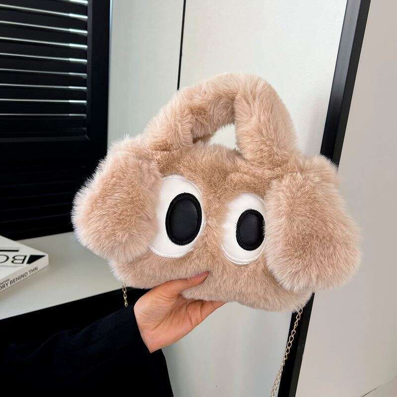 Plush Big Eyed Puppy 2023 Furry Winter New Cartoon Handbag Shoulder Cute Crossbody Bag