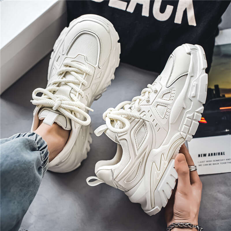new Men's 2025 Spring New Breathable Mesh Fashion Casual Sneakers Youth Low-Top Thick-Soled Dad Shoes