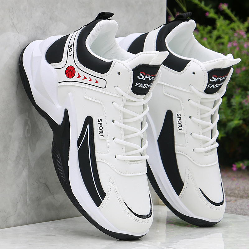 2025 New Fashion Waterproof Leather Thick bottom Sneakers Men Basketball Shoes with box free shipping