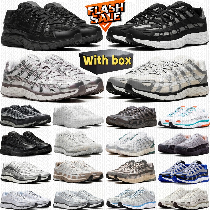 designer outdoor shoes p6000 mens sneakers woman trainers platform Metallic Silver White Sail Triple Black jogging walking shoe with box