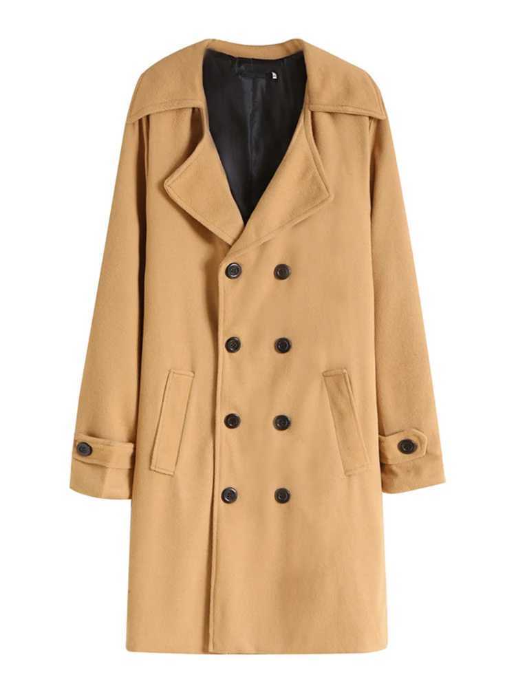 2025 Autumn Stylish Mens Long Jackets Solid Color Woolen Coats For Men Winter Outdoor Casual Doublebreasted Lapel Jacket Coat J251017