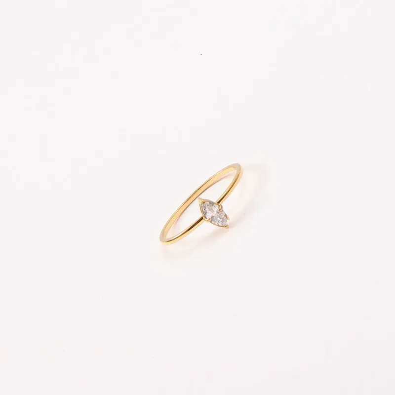 Thin Stainless Steel Gold Color Couple Ring Simple Fashion Zircon Finger Ring For Women Birthday GiftsW251017