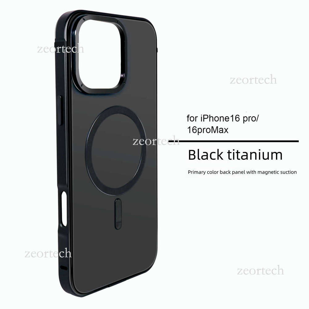 Compatible iPhone 16 Pro Max Original Color Phone Case with Metal Frame, Composite Back Panel, Magnetic Suction, and Shockproof Protection